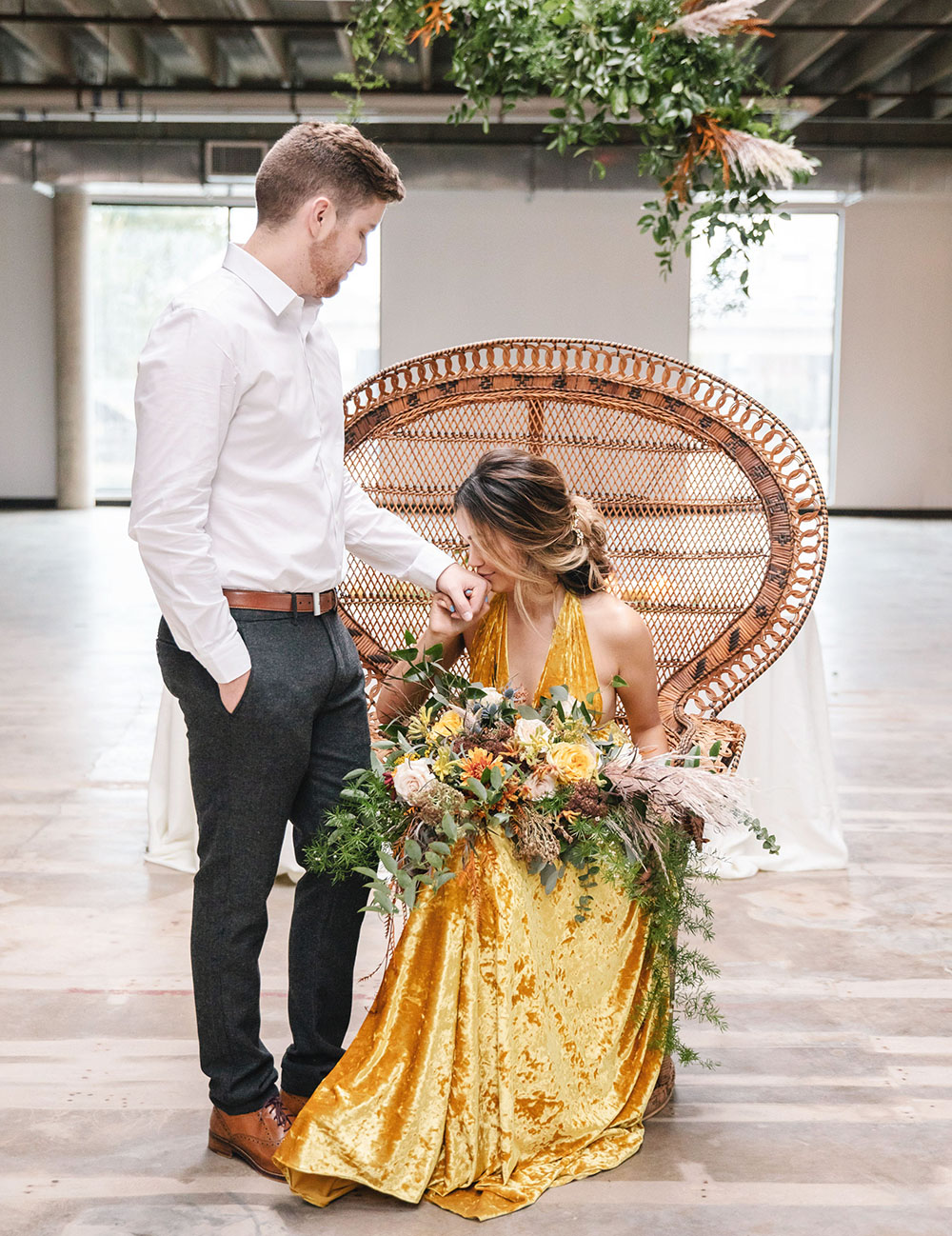 Mustard Yellow Fall Wedding Dallas Industrial Wedding Venue